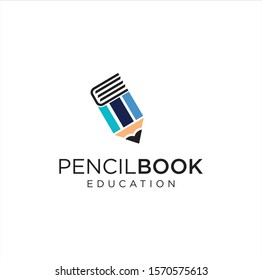 pencil book logo Vector Design Illustration. Book Logo Design. Pencil Education Logo Icon Template. Education Logo For Collage 
