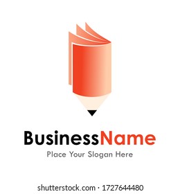 Pencil book vector template logo. Suitable for business, education, web and design