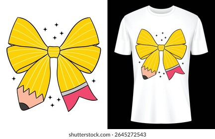 Pencil Bow T Shirt Design A Creative and Whimsical Apparel Concept