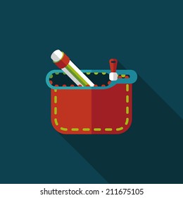 pencil box flat icon with long shadow,eps10