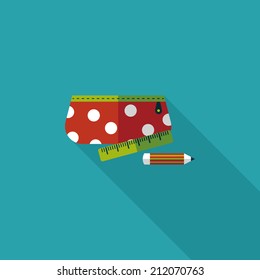 pencil box flat icon with long shadow,eps10