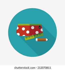 pencil box flat icon with long shadow,eps10