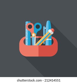 pencil box flat icon with long shadow,eps10