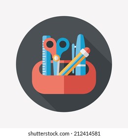 pencil box flat icon with long shadow,eps10