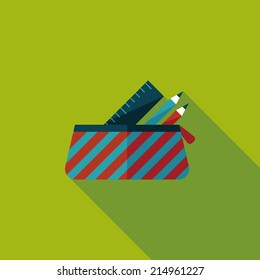 pencil box flat icon with long shadow,eps10