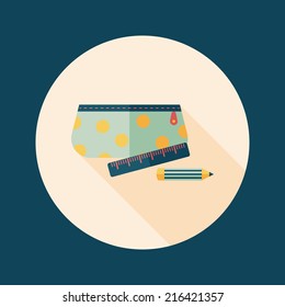pencil box flat icon with long shadow,eps10