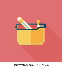 pencil box flat icon with long shadow,eps10