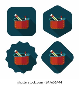 pencil box flat icon with long shadow,eps10