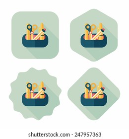 pencil box flat icon with long shadow,eps10