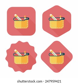 pencil box flat icon with long shadow,eps10