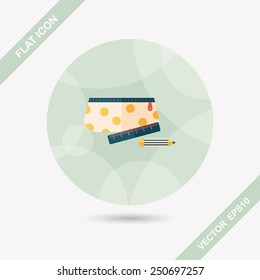 pencil box flat icon with long shadow,eps10