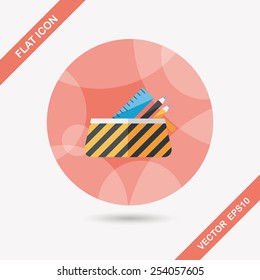 pencil box flat icon with long shadow,eps10
