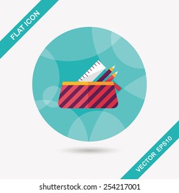 pencil box flat icon with long shadow,eps10