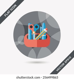 pencil box flat icon with long shadow,eps10