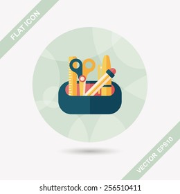 pencil box flat icon with long shadow,eps10