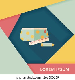 pencil box flat icon with long shadow,eps10