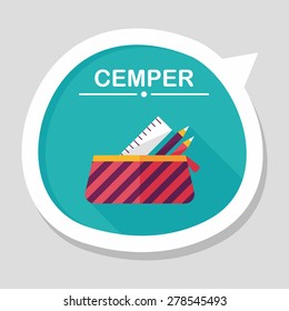 pencil box flat icon with long shadow,eps10