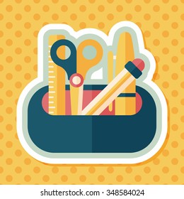 pencil box flat icon with long shadow,eps10