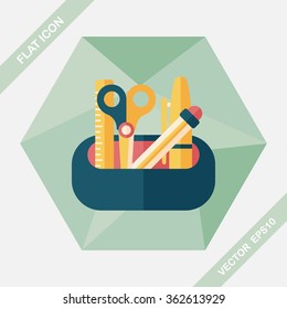 pencil box flat icon with long shadow,eps10