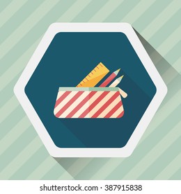 pencil box flat icon with long shadow,eps10