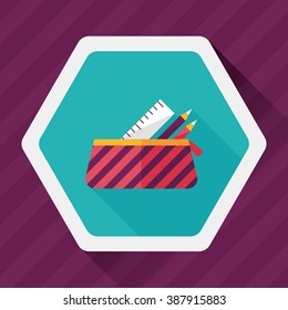 pencil box flat icon with long shadow,eps10