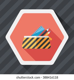 pencil box flat icon with long shadow,eps10