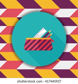 pencil box flat icon with long shadow,eps10