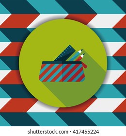 pencil box flat icon with long shadow,eps10