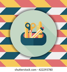 pencil box flat icon with long shadow,eps10