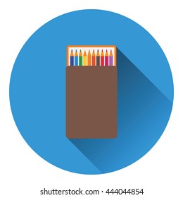 Pencil box icon. Flat color design. Vector illustration.