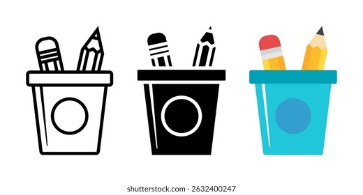 Pencil Box icon set. for mobile concept and web design on white background