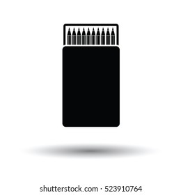 Pencil box icon. White background with shadow design. Vector illustration.