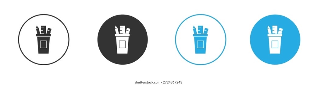 Elemento de diseño de iconos de caja de lápiz. Ilustración vectorial sobre fondo blanco.