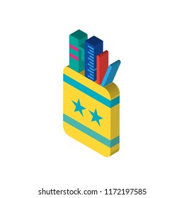 Pencil box isometric left top view 3D icon