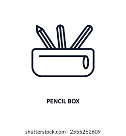 pencil box outline icon.  Thin line icon from e learning and education collection. Editable vector isolated on white background