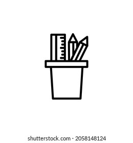Pencil Box WIth Outline Icon Vector