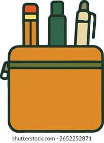 A pencil box used for organizing and storing stationery items like pencils, pens, erasers, and rulers. Ideal for themes related to school supplies, education, office tools, and student organization.

