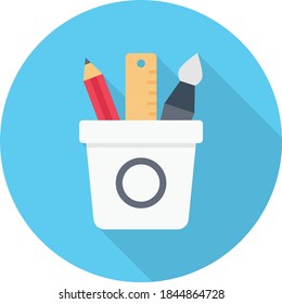 pencil box vector flat colour icon 