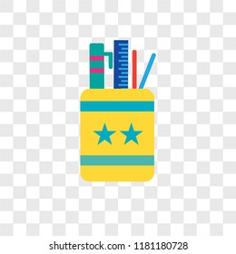Pencil box vector icon isolated on transparent background, Pencil box logo concept