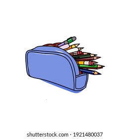 pencil box vector with stationery inside