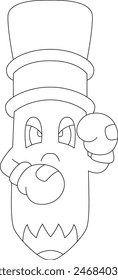 Pencil Boxer Boxing gloves Boxing Vector Graphic Art Illustration