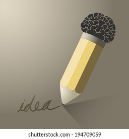 Pencil with brain