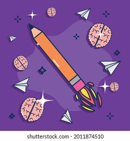 pencil with brain, big idea