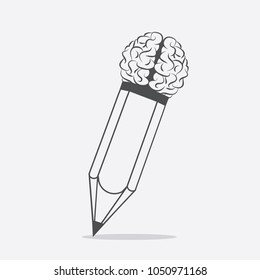 pencil  with brain  Idea concept background