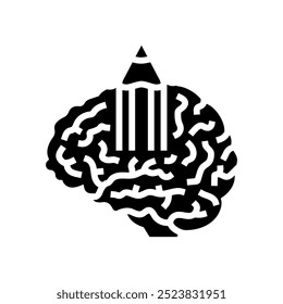 pencil brainstorm glyph icon vector. pencil brainstorm sign. isolated symbol illustration