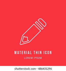 Pencil Bright red material designed line thin flat icon / logo