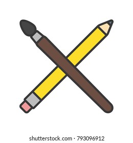 Pencil and brush