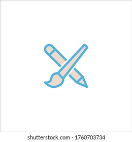 pencil and brush icon flat vector logo design trendy illustration signage symbol graphic simple