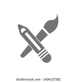 Pencil and brush icon symbol vector