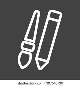 Pencil, brush, palette icon vector image.Can also be used for art and designing. Suitable for mobile apps, web apps and print media.